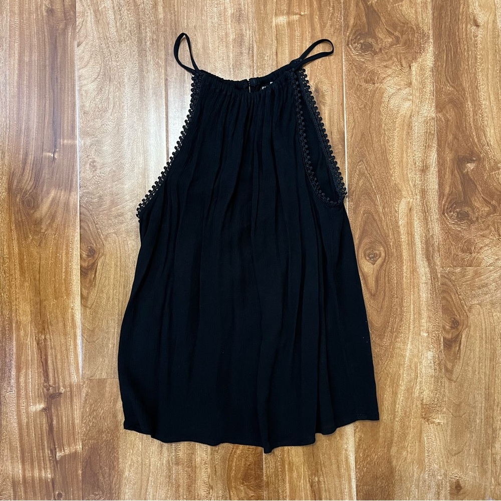 H&M Black Sleeveless Pleated Tank Top